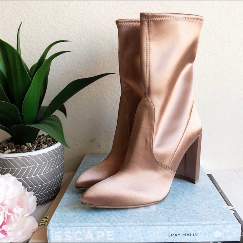 New Stuart Weitzman Clinger Satin Sock Boots